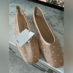 MANGO rhinestones ballerina flats